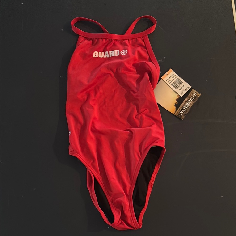 Vibrant Red Lifeguard One-Piece Swimsuit